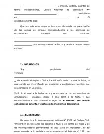 Formato demanda de prescripcion de deuda - Apuntes - Marcelita Maulen