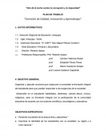 PLAN DE TRABAJO “Comisión de Calidad, Innovación y Aprendizajes” - Trabajos  - leonelcalderon