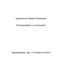 Ingeniería en Gestión Empresarial El Emprendedor y La Innovación - Ensayos  - nayelicam