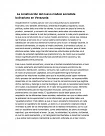 La construcción del nuevo modelo social bolivariana - Tareas - raimar cortez