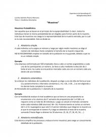 Estadística Descriptiva. “Muestreo”. Página 1