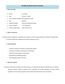 INFORME DE ORIENTACIÓN VOCACIONAL - Informes - sharmell