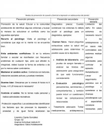 Niveles de prevención de Leavell y Clark de la depresión en adolescentes  del plantel - Apuntes - Alixiris