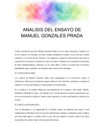 ANALISIS DEL ENSAYO DE MANUEL GONZALES PRADA - Ensayos - Ariana Puicon