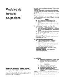 Modelos de terapia ocupacional Modelo de ocupación humana (MOHO) - Apuntes  - Muriel Araya Diaz