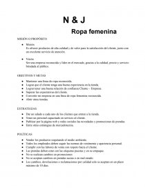 MISIÓN DE LA EMPRESA Ropa femenina - Documentos de Investigación - sillyboi