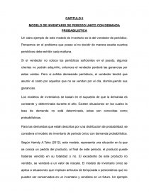 MODELOS DE INVENTARIOS DE PERIODOS UNICOS Y DEMANDA PROBABILISTICA -  Apuntes - Marjorie Aguilar Martinez