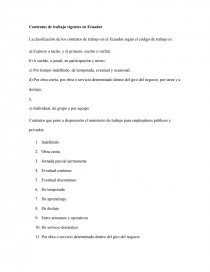 Contratos de trabajos vigentes en el Ecuador - Resúmenes - 1254845