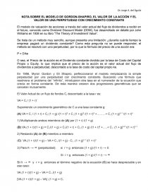 NOTA SOBRE EL MODELO DE GORDON-SHAPIRO, EL VALOR DE LA ACCIÓN Y EL VALOR DE  UNA PERPETUIDAD CON CRECIMIENTO CONSTANTE - Apuntes - Jonas Osorio Junges