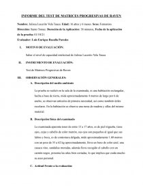 INFORME DEL TEST DE MATRICES PROGRESIVAS DE RAVEN. Página 1