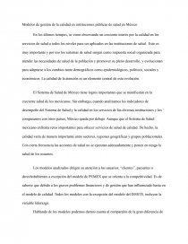 Modelos de gestión de la calidad en instituciones públicas de salud en  México - Apuntes - lore2713