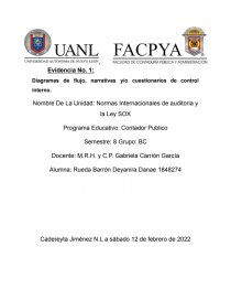 Diagramas de flujo, narrativas y/o cuestionarios de control interno -  Tareas - Deya Rueda