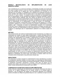 MODELO METODOLÓGICO DE IMPLEMENTACIÓN DE LEAN MANUFACTURING - Tareas -  Carmen Cortés Preciado