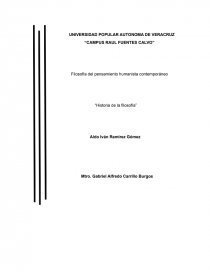 Filosofía del pensamiento humanista contemporáneo “Historia de la filosofía”. Página 1