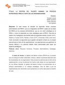 La gestión del talento humano: Un proceso estratégico para el éxito de las organizaciones